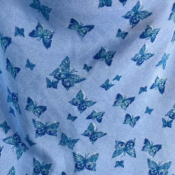 Y2K Crop Drape Front Blue Butterly Spaghetti Strap Cami - Picture 4 of 8